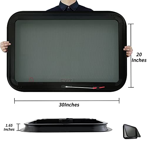 Aucuda Rv Emergency 30'’X20'' Window With Trim Kit Fit For 1-3/4'' Camper Wall Door, Travel Trailer Exit Window With Coating Shade And Screen For Replacement, Dot Certificated, Blast Resistance Egress #TOP3