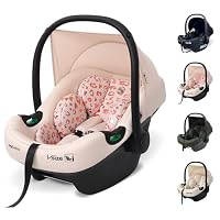 My Babiie MBCS02 i-Size Baby Car Seat - 40-87cm (Birth to 15 Months Approx.), R129, Group 0+, Lightweight Infant Carrier, Large Canopy, Newborn Insert, Adjustable Headrest - Pink Leopard