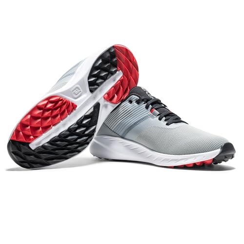 FootJoy Men's FJ Flex Golf Shoe, Smoke/Shadow/Scarlet, 12 Wide by FootJoy - Used condition - Image 6