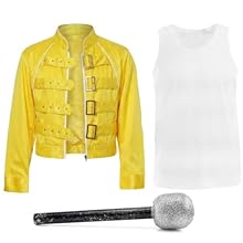ICONIC STAGE LOOK: Channel the legendary energy of rock's greatest frontman with this recreation of the famous yellow jacket. Perfect for tribute acts, 80s-themed parties, or Halloween, this set captures a quintessential stadium-rock presence. MULTIP...
