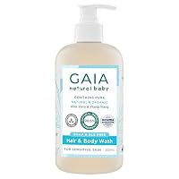 GAIA Natural Baby Hair & Body Wash | Certified Natural | Suitable for Newborns | Sensitive Skin formula | organic Aloe Vera | Soap Free | Perfume Free | Gentle Baby Wash | Australian Made | 500mL
