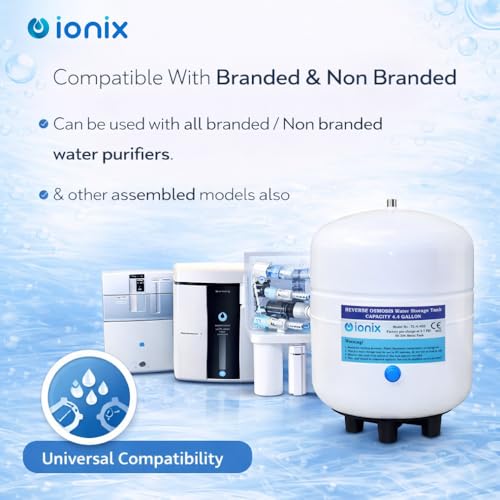 Image of IONIX RO Stainless Steel 304 Pre-Pressurized Metal Pressure Tank with Tank Valve, Water Softener, 4.4 Gallons Capacity, Healthy Water for Your Family, Used by Top Indian Brands (Pack of 1)