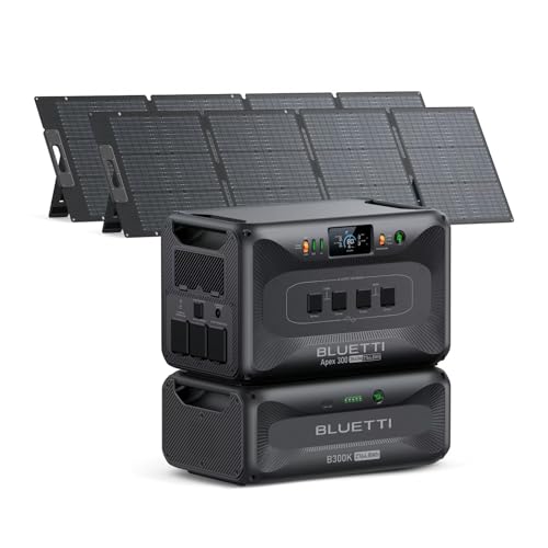 Image of BLUETTI Apex 300 Solar Generator & B300K with 2 200W Solar Panels, 5529.6Wh LFP Battery Backup with 6 3840W AC Outlets (7680W Surge), 120V /240V Dual Voltage, Ideal for Off-Grid Living