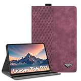 CXTCASE Hülle für Lenovo Tab P11 11 Zoll 2021, Multi-Winkel Folio Flip PU Lederhülle Smart Cover Hülle Schutzhülle für Lenovo Tab P11 2021 TB-J606F, Weinrot