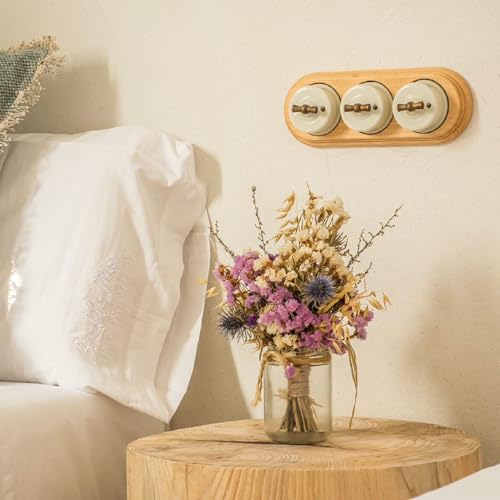 Miniatura 2 de Peana De Madera Para Garby Y Dimbler, Mecanismos Eléctricos Vintage Para Pared - Accesorio Para Enchufes E Interruptores De Pared - Madera De Haya Color Miel - Sin Paso De Cable - Peana Fontini