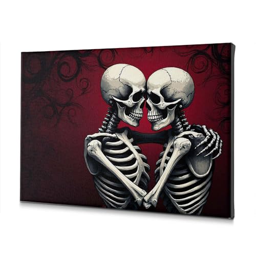 Tableau de Pâques squelettes amoureux pour sublimer un mur blanc de salle à manger 30x40cm