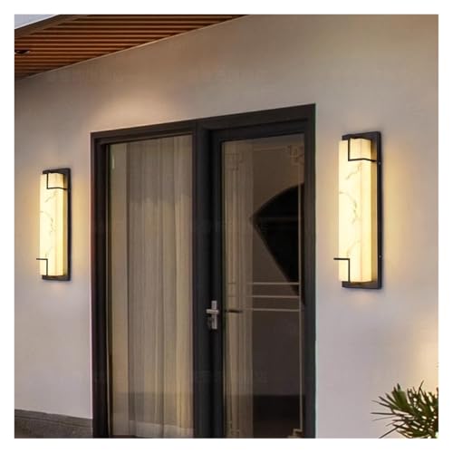 Aplique de exterior con luz cálida efecto mármol y columna moderna 4