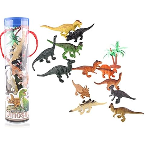 Mini Dinosaur Toys, 12 Pieces Dinosaurs Play Set, Dinosaur Toys for Boys Girls, Educational Realistic Dinosaur Playset, Including Tyrannosaurus, Triceratops, Spinosaurus Cover