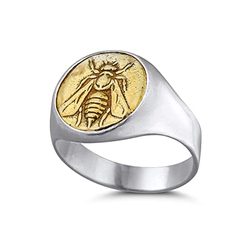 Atlantisfinejewels Sterling Silver Bee Coin Signet Men's Ring Satin Finish Handmade Turkish Artisan Ancient Jewelry By Omer… (10) #TOP30