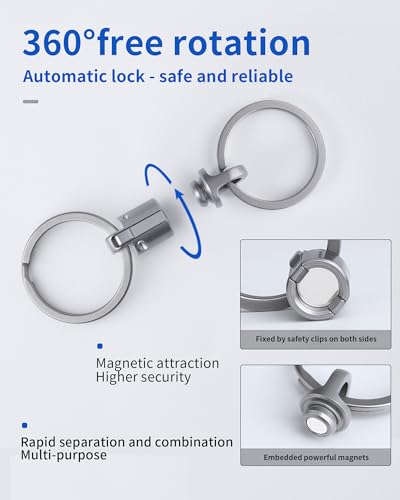 Image of Titanium Quick Release Keychain, Detachable Magnetic Key Holder, 360Rotatable, 88LB Load Capacity
