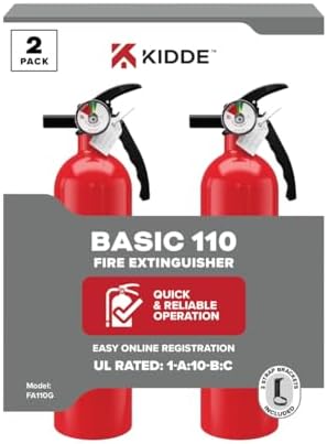 Kidde Basic 110 Fire Extinguisher for Home, 1-A:10-B:C, FA110G, 2 Pack