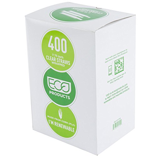 Eco-Products 7 3/4" Pitillos compostables claros 400 pzas miniatura 3