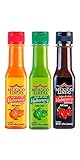 Picture of Mexico Lindo Hot Sauce Variety Pack | Includes 1 Bottles Each of Red Habanero + Green Habanero + Xxxtra Hot | 5 Fl Oz Bottles (Pack of 3)