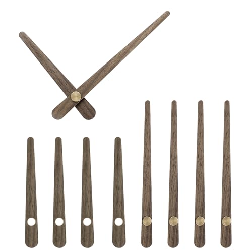 uxcell 5 Set Wooden Clock Hands Only,Walnut Wood Clock Hands Clock Kit for Clock DIY Repair Part