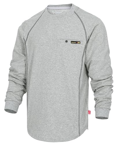 Image of BOCOMAL FR Shirts for Men Melt Pocket Lightweight Crew T-Shirt NFPA2112/CAT2 Fire Resistant Work Shirt Heather Gray