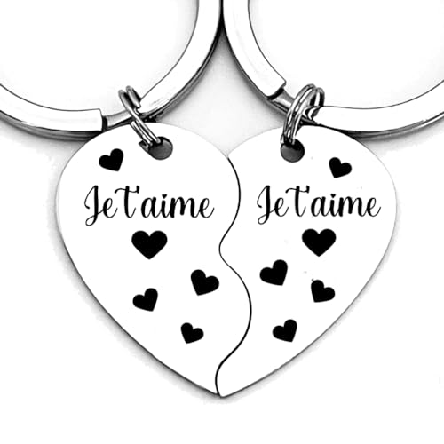 Bijou de Ré - Ensemble de 2 Porte clé coeur détachés, Idée Cadeau Couple amoureux pour la saint Valentin Original