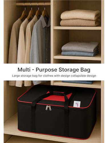 Image of Lazer Underbed Storage Bag Pack of 2, Large Capacity Clothes Organizer with Zipper & Handles, Moisture Proof Foldable Storage Bag for Blanket, Saree & Wardrobe (54 x 46 x 28 cm)