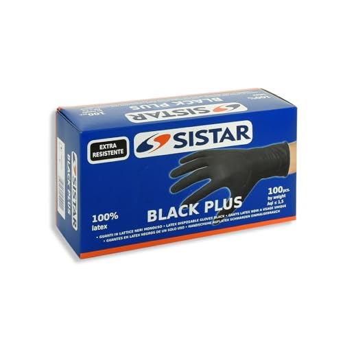 SISTAR Black Plus Latex-Handschuhe, schwarz, 100 Stück, Gr. L