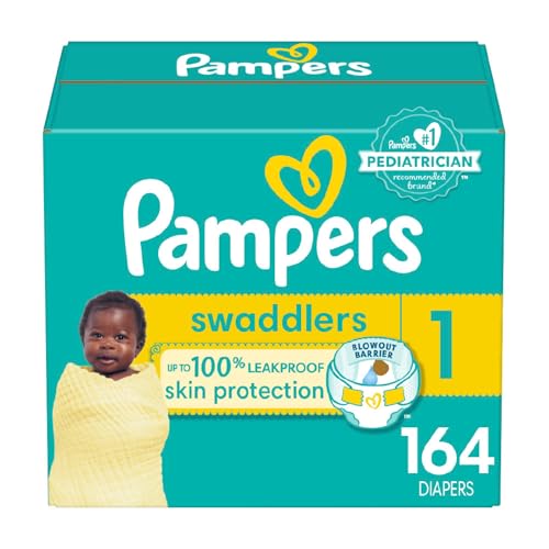 Image of Pampers Swaddlers Diapers - Size 1, 164 Count, Ultra Soft Disposable Baby Diapers