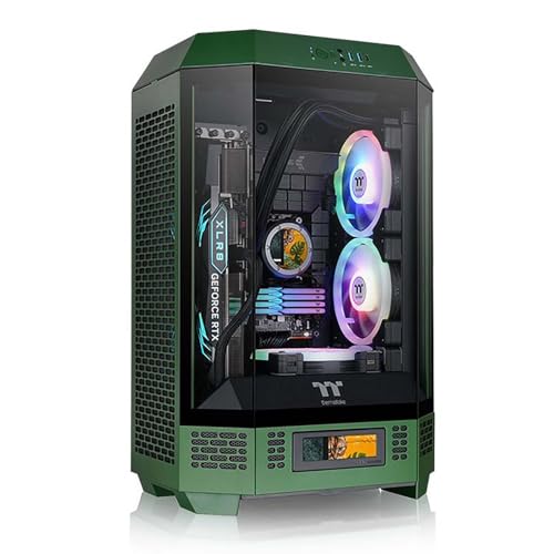 Caja De Ordenador, Caja De PC Gaming De Torre Media M-ATX/ITX - Puertos Frontales USB 3.0/Tipo-C - Panel Panorámico De Cristal Templado - Incluye Pantalla LCD De Expansión De 3,9 Pulgadas
