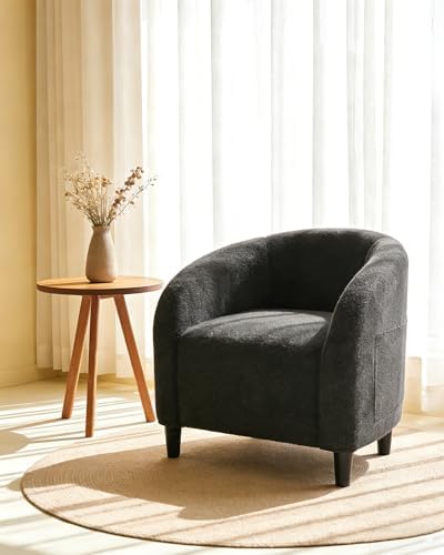 GarveeHome Accent Chair Barrel Boucle Chair Sherpa Armchair Club ...