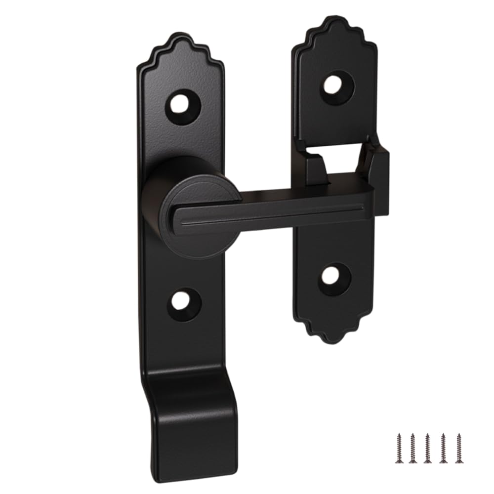 Dongker Black Door Latch, 90/180° Zinc Alloy Flip Closer Gate Latch With Mounting Screws For Cabinets Bathroom Doors Sliding Barn Bedroom