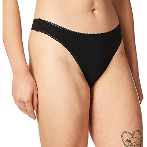 OnGossamer womens Cabana Cotton Hip Thong Panties, Black, Medium-Large US Cover
