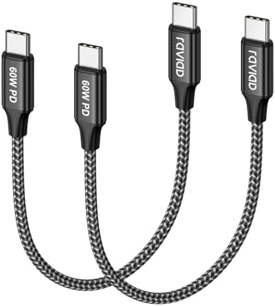 RAVIAD USB C Kabel Kurz 0.5M 2Pack, 60W Ladekabel USB C Schnellladekabel | PD 3.0 USB C auf USB C Kabel für iPhone 17 16 15 Serie, Samsung Galaxy S25 S24, Huawei, Pixel, MacBook P