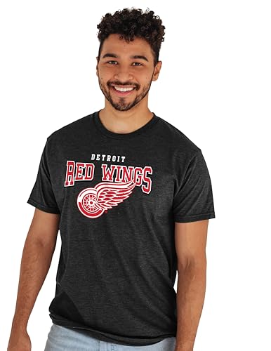 Detroit Red Wings NHL Officially Licensed T-Shirt Heathered Black, X-Large