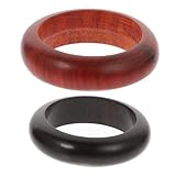 MUCKLILY Anillos de Dedo de Madera Sándalo y Ébano 2 Piezas Artesanales para Mujer Accesorios Ligeros en Ocasiones Formales