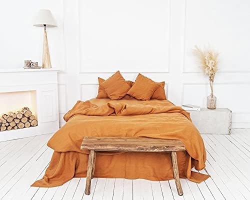Washed Duvet Cover Cotton Queen Duvet Cover 100% Stone Washed Duvet Cover Comforter Cover with Buttons Color Duvet -King, Queen, Twin, Full, Toddle Bedding (Brunt Orange, Twin)