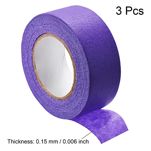 Image of uxcell 3Pcs 25mm 1 inch Wide 20m 21 Yards Masking Tape Painters Tape Rolls Purple