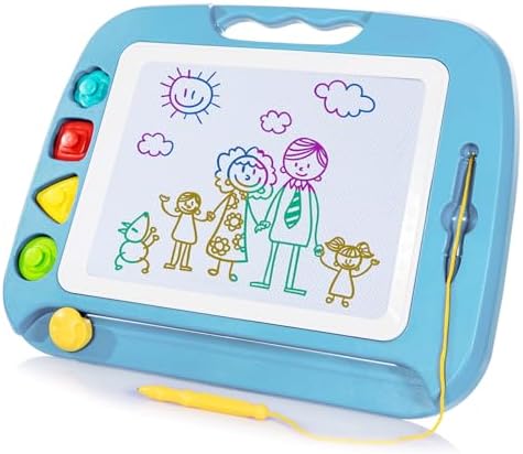 SGILE Magnettafel Kinder, Maltafel Zaubertafel Spielzeug, Groß 42 x 32 cm | Maltafel mit 4 Magnet Stempel, Geburtstag Geschenk Kinder 1-4 Jahre, Doodle Lernspielzeug für Jungen & M