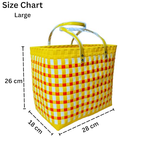 Image of Hand Made Multipurpose Plastic Basket with Lid | Eco-Friendly, Washable, Rust-Free Storage Basket for Kitchen, Picnic, Toys, Travel, Office | Lightweight basket (COMBO 4, SET OF 3 (XL-L-M))