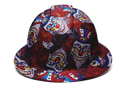 Full Brim Pyramex Hard Hat, Dark Patriotic Evil Clown Design Safety Helmet 4pt, By Acerpal