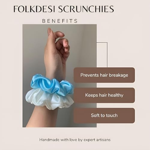 Image of VELVERI 4PACK Premium Satin Scrunchies | Vibrant Multicolor Pack | Soft & Silky Ponytail Holders for Women and Girls | Strong Elastic Hair Ties | Strong Hold Elastic Hair Bands for Women (PACK OF 4)