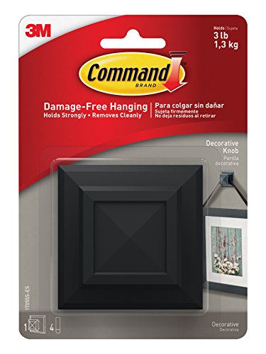 Picture Hanging Knob, Square, 1-Hook, 4-Medium Strips