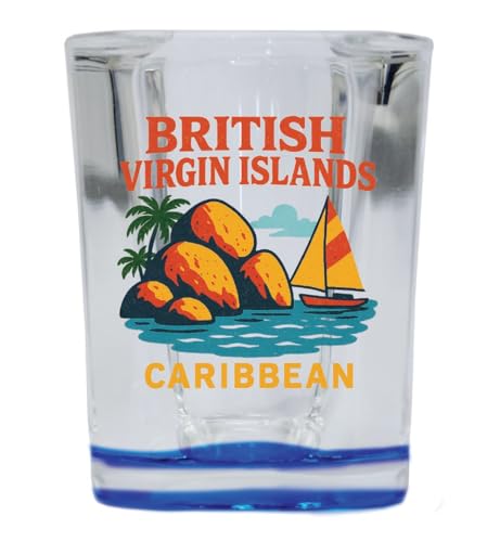 Vaso de shot cuadrado vidrio 2 oz base azul