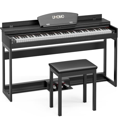 UMOMO 88 Key Digital Piano Keyboard with Piano Metal Stand, Full Size Electric Piano, Headphone Jack, 3 Pedal, Electronic Piano for Beginner, Adults, Black