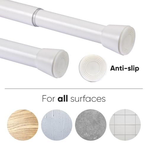 Miniatura 6 de Barra De Cortina Sin Taladrar Telescópica, Metálica Y Extensible De 28 Mm De Diámetro, Instalación A Presión, Resistente, Ideal Para Cortinas, Armarios Y Baños Storesdeco Color Blanco 70-120 Cm