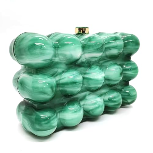 Image of Acrylic Bubble Bag Luxury Marble Clutch Evening Purses for Women Glitter Handbag for Wedding Party Prom