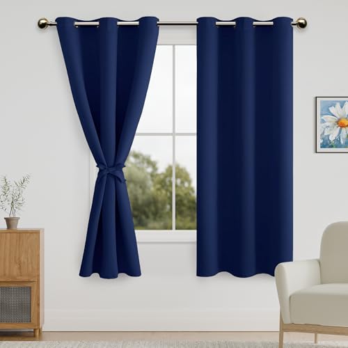 DWCN Blackout Curtains for Bedroom, 42 x 63 inch, Dark Blue, Set of 2 Panel