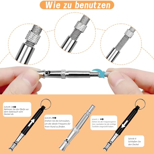 LBJFYHJN Hundepfeife Hochfrequenz Lautlos – Ultrasonisches Anti-Bell-Hunde-Zubehör mit Lanyard, Verstellbares Hundepfeife für alle Rassen - Schwarz