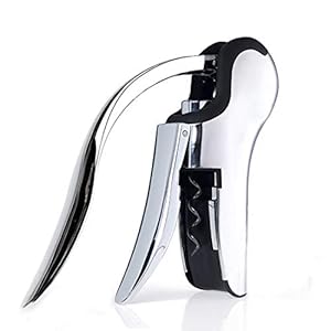 KAYCROWN Compact Wijnopener Roestvrij Staal Verticale Hendel Kurkentrekker met Ingebouwde Folie Snijder