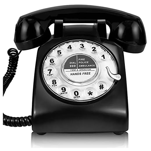 ECVISION Black Color Vintage 1960's Style Rotary Retro Old Fashioned Rotary Dial Home Telephone