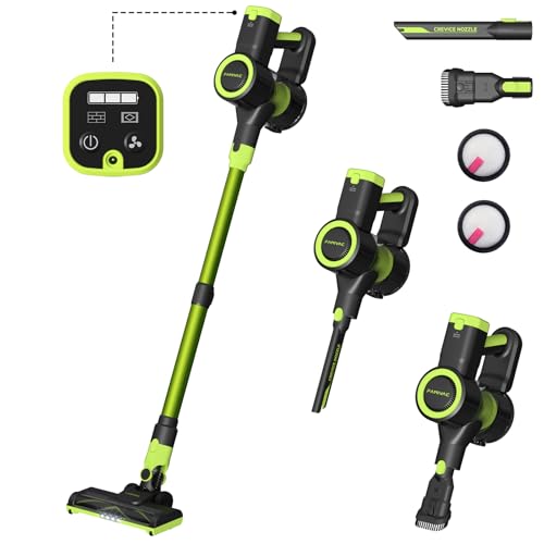 FAMIVAC FV1 Aspirapolvere Senza Fili Potente, Scopa Elettrica Senza Fili con LED Smart Schermo, Antigroviglio Aspirapolvere, Leggero, 35Kpa, 35 Mins, per Pavimenti/Tappeti/Peli Animali