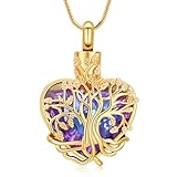 MFRZBVO Collar de urna de corazón de árbol de la vida para cenizas humanas para mujeres y hombres, colgante de recuerdo de cenizas conmemorativas, Acero inoxidable, Sin piedra preciosa
