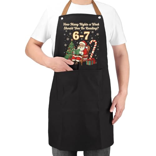 Funny Santa Reading 67 Meme Tee Christmas Teacher Book Lover Aprons