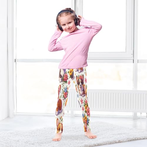 Toddler Girls Leggings Printed Yoga Pants Leggings Cute Dogs in Flowers for Kids4