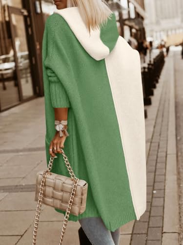 Image of Aoysky Womens Long Cardigans Cable Knitted Open Front Oversized Hooded Outerwear Sweater Coat